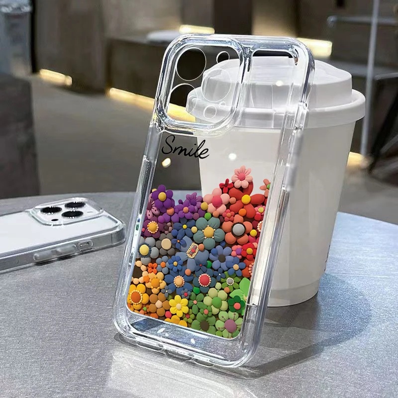 Capa Colorida Para iPhone 11 13 15 14 12 Pro Max SE 2020 7 8 Plus XR XS X 12 13 Mini À Prova De Choque TPU Transparente