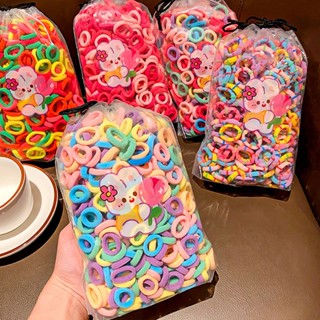 Conjunto De 100pcs Laços De Cabelo Para Crianças Moda Coreana Faixa De Borracha Elástica Simples Alta Bebês Acessórios Meninas
