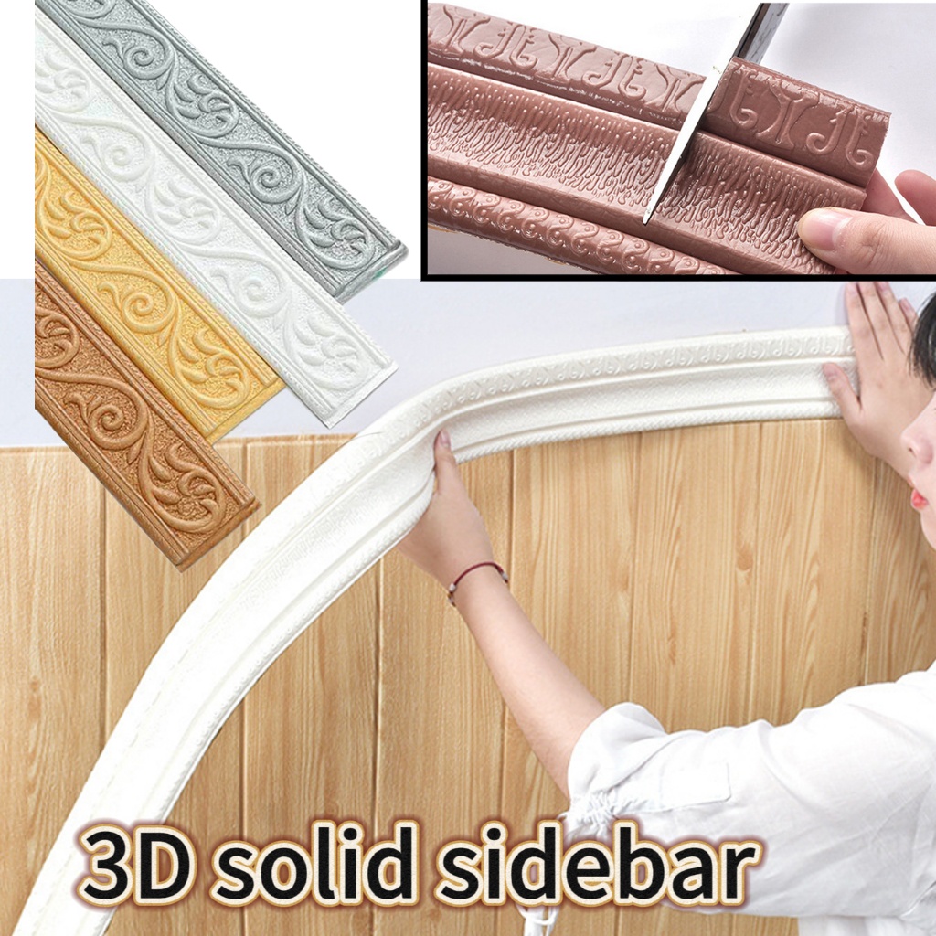 Autocolantes De Borda De Parede Em Espuma 3D Tiras Linha De Canto À Prova D'água Papel Autocolante Decorações