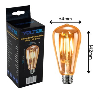 Lâmpada Led Filamento Retro St64 4w Bivolt E27 2200k