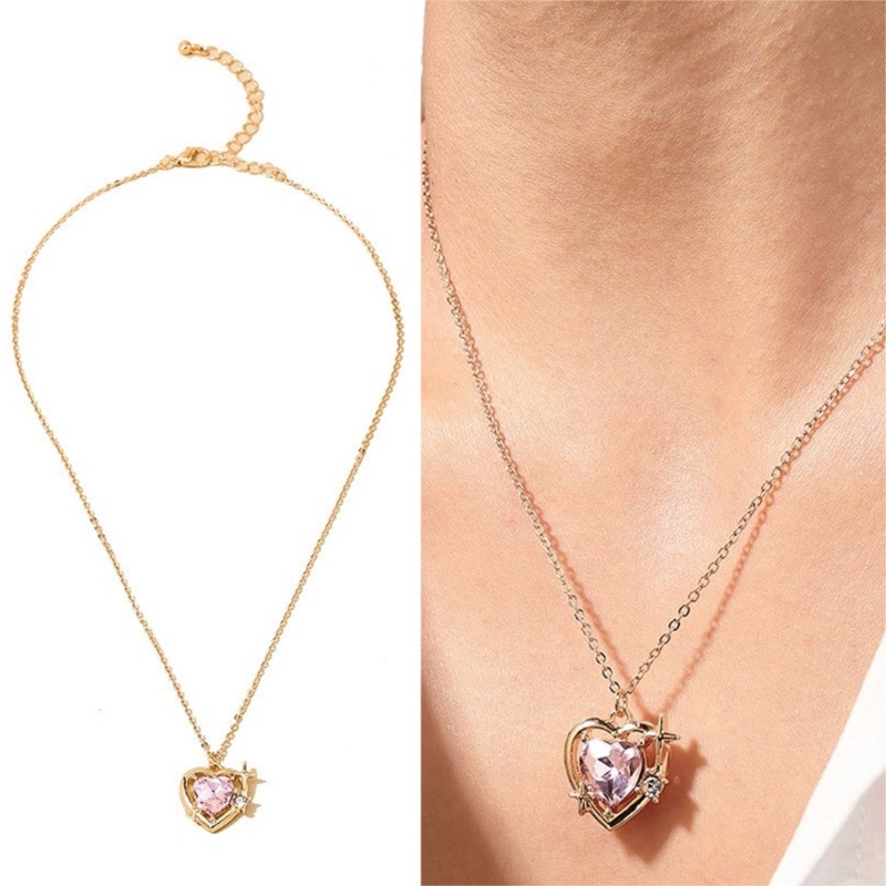 xiangbao Crystal Heart Pendant Necklace Mulher Doce Cadeia De Clavícula Fria Jóias Estéticas