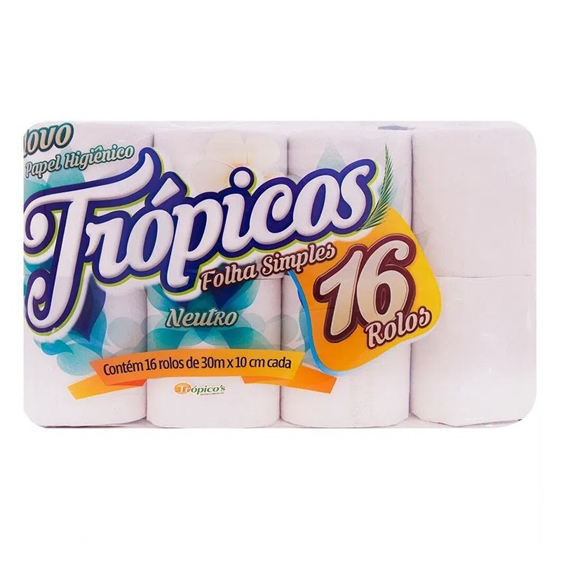 Papel Higiênico Trópicos Folha Simples 16x30m