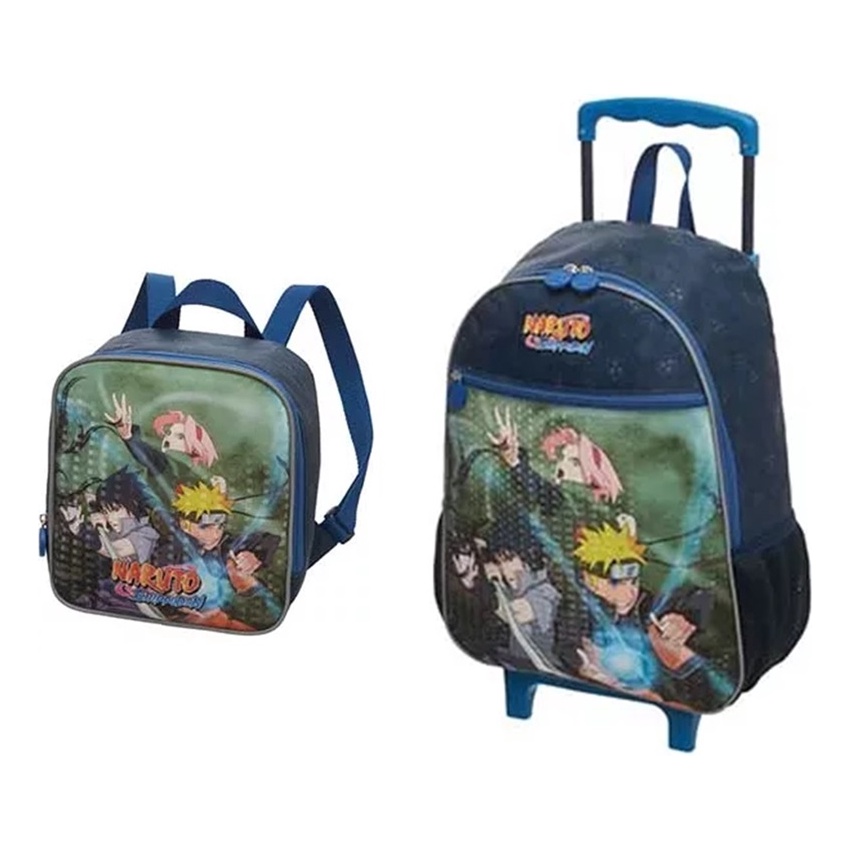 Kit Mochila Rodinha Lancheira Infantil Naruto Time Pacific