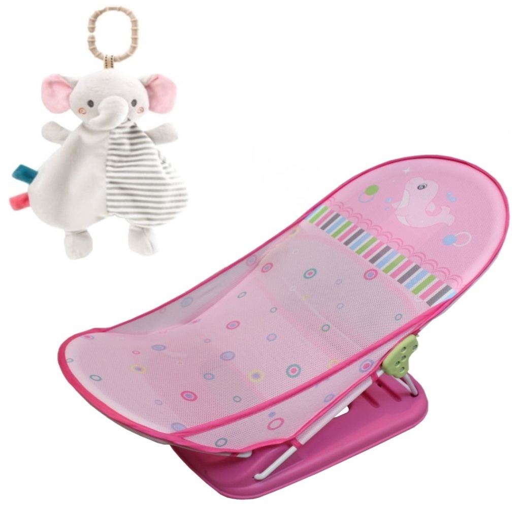 Cadeira Banheira Retrátil Infantil Rosa + Nana Elefante Bebê