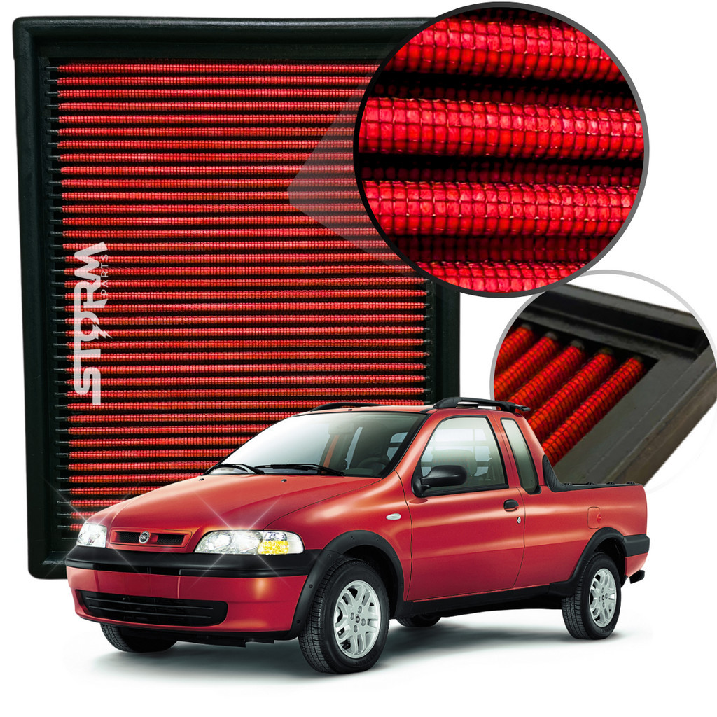 Filtro Ar Esportivo Fiat Strada 1.6 8v 16v Ano 1998 A 2003 Lavável Reutilizável Adventure Ce Lx Working Trekking Working