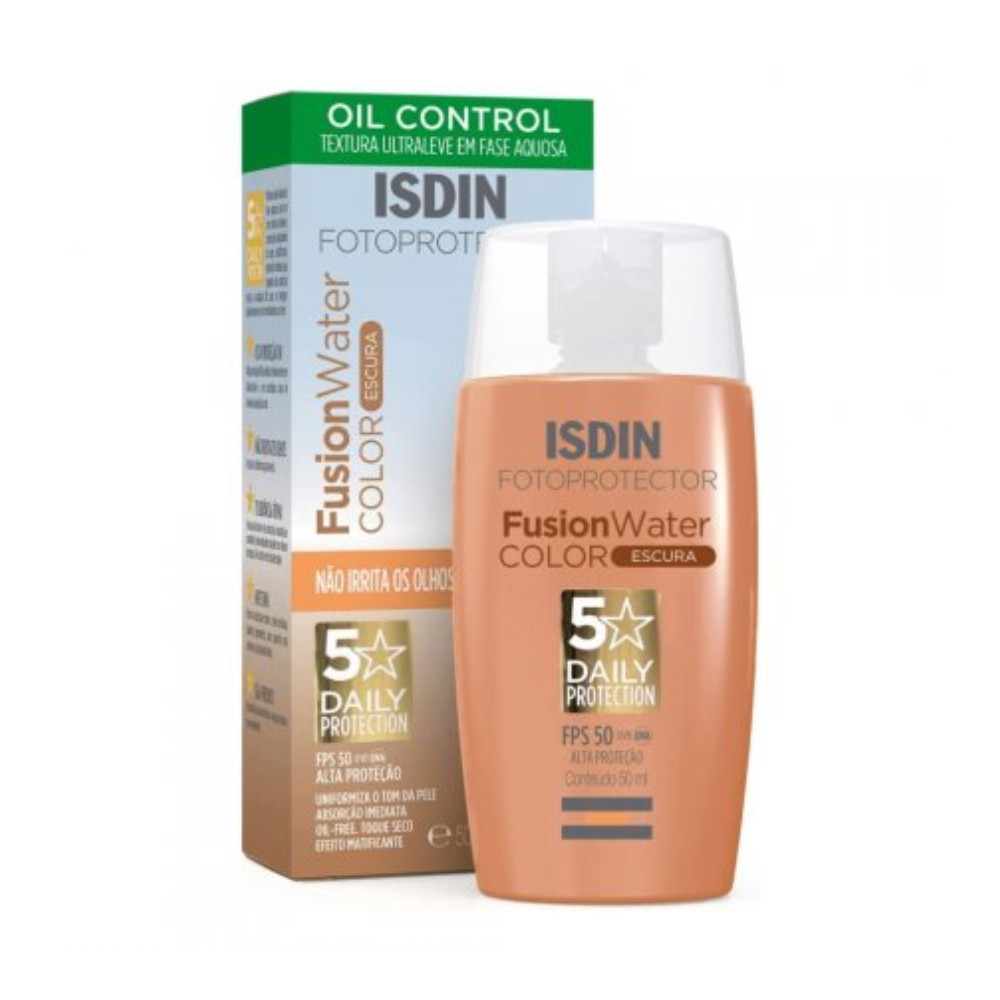 Protetor Solar Facial Isdin Fusion Water Color Cor Escura Fps 50 50Ml -