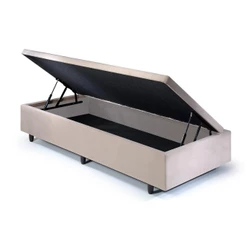 Base Box Baú Solteirão 96x203x42cm Suede Bege