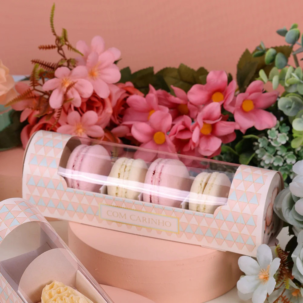 10 CAIXA PARA 3 MINI OVOS / MACARONS COM VISOR PASTOREIO 4896  (PASCOA JANGO OUTLET)