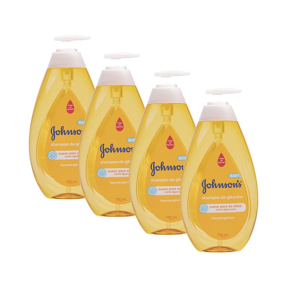 Kit com 4 Shampoo Johnson's Baby Regular 750ml cada