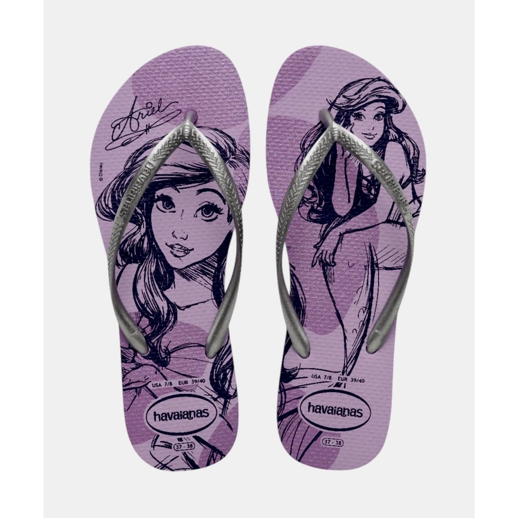 Chinelo Havaianas Slim Princesas Ariel Lilás