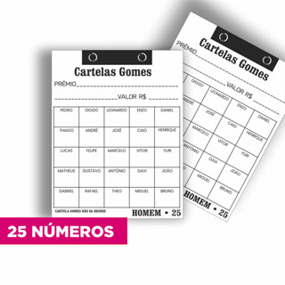 Cartela de Rifa 25 Números Impressa | Pronta para Uso | Vários Modelos em Oferta na Shopee