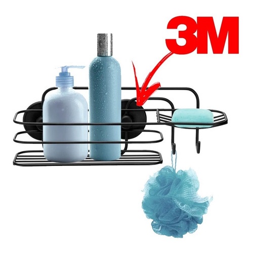 Suporte Banheiro Porta Shampoo e Saboneteira Preto - Home & Living