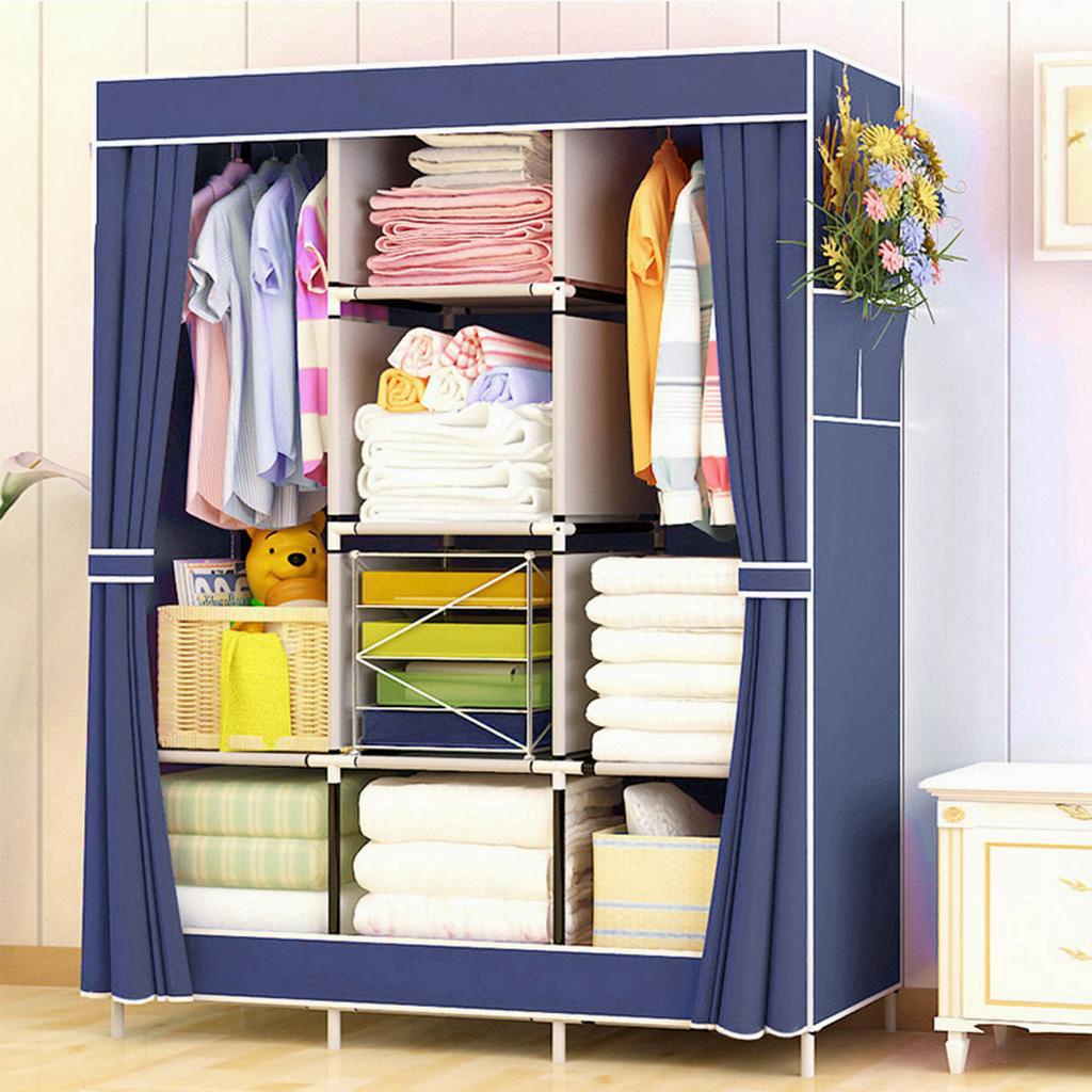 Guarda Roupa Dobrável Organizador De Roupa Azul 88130b