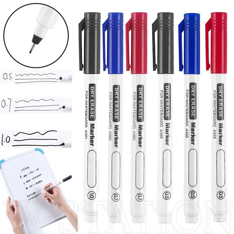 0,5mm 0,7mm 1MM Caneta De Quadro Branco Apagável/Apagamento A Seco Extremamente Fina Marcadores De Exame De Desenho À Prova D'água/Material De Papelaria De Escritório Escolar em Oferta na Shopee