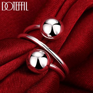 DOTEFFIL 925 Sterling Silver Double Smooth 8mm Beads Ball Ring Para Mulher Homem Moda Festa De Noivado Jóias De Encanto