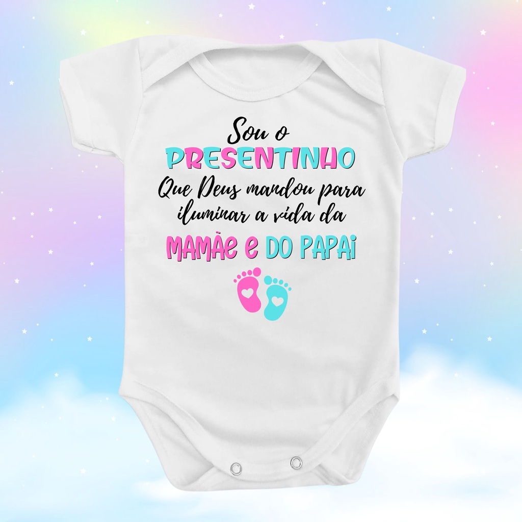 Body de Bebê Anunciar Gestação Gravides Sou o Presentinho da Mamãe e do Papai