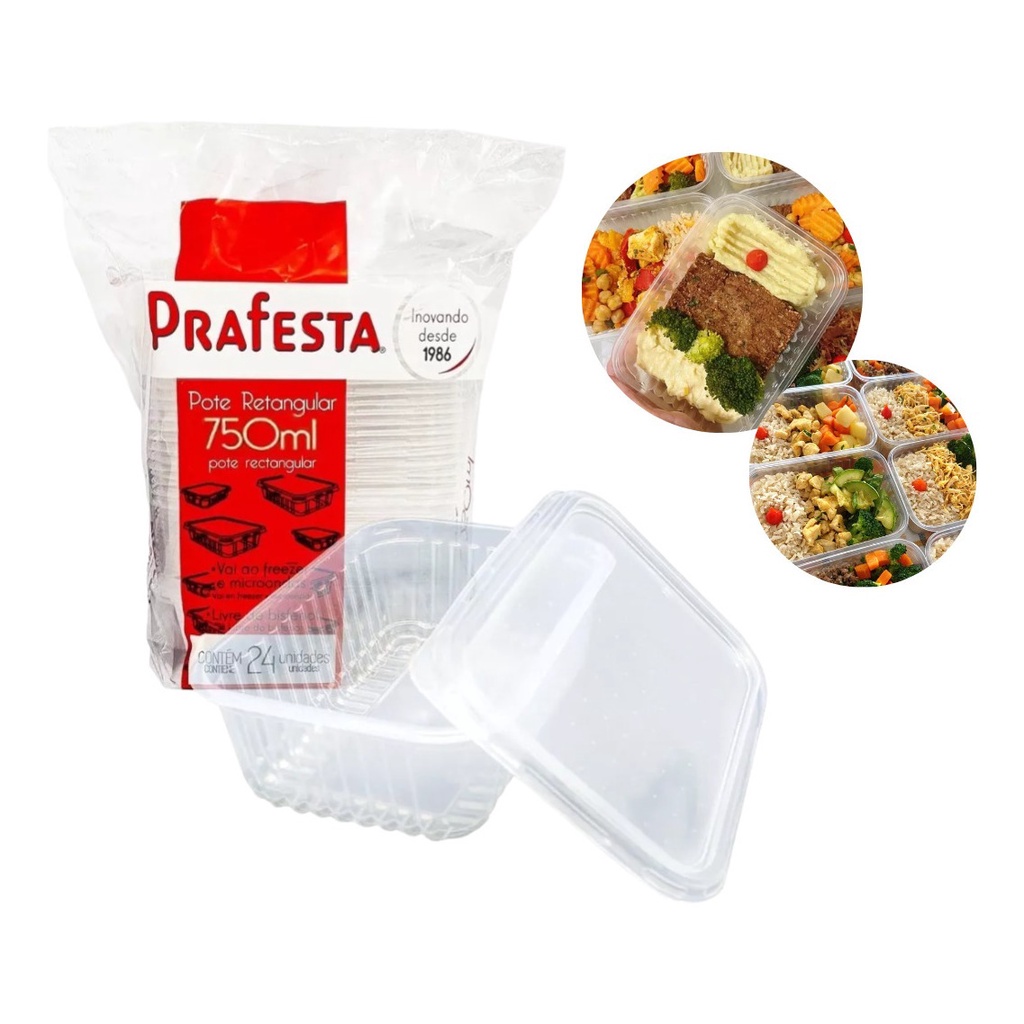 Kit 24 Pote Descartável 750ml Freezer Microondas Marmita em Oferta na Shopee