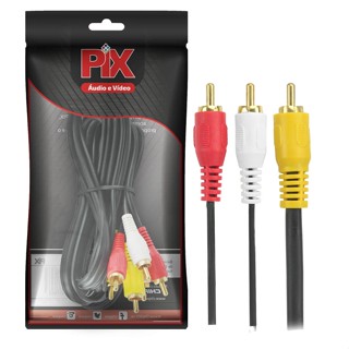 Cabo 3+3 Rca Áudio Vídeo Coaxial Reforçado 2 Metros Gold 24k