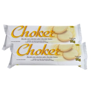 Kit 2 Biscoito Choker Cobertura Chocolate Branco 95g