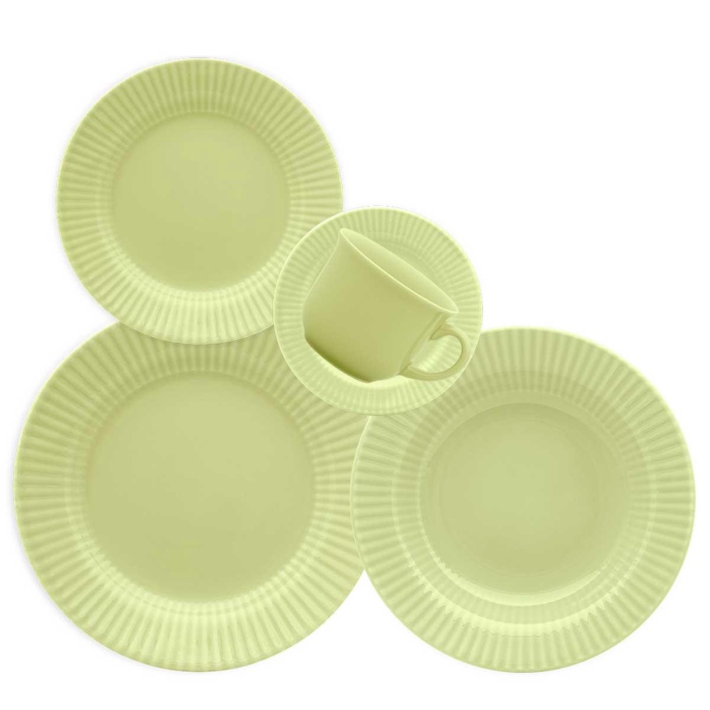 Aparelho de Jantar e Chá 30 peças Canelé Verde em Oferta na Shopee