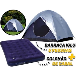 Kit Barraca Camping 5 Lugares C/ Colchão Casal Acampamento