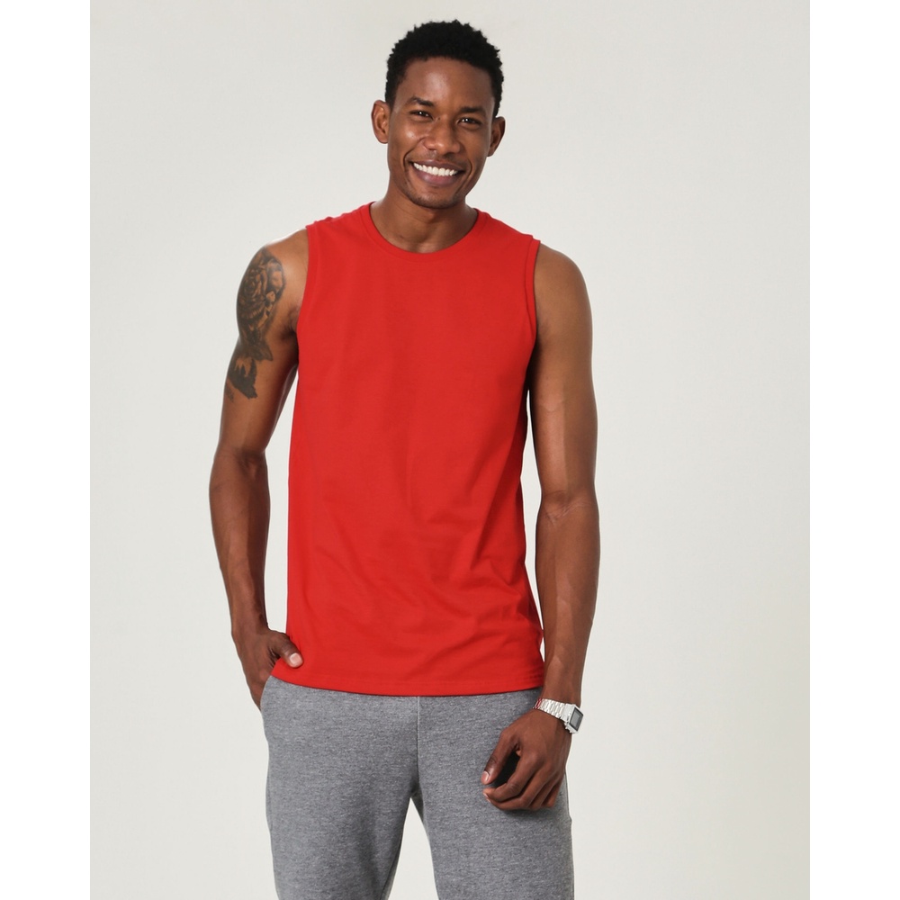 Regata Básica Masculina Cava Ajustada Em Algodão em Oferta na Shopee