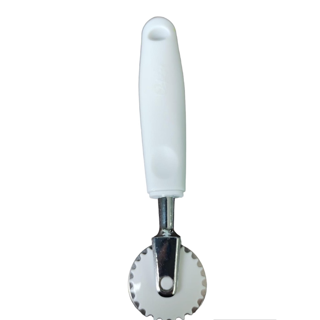 CARRETILHA PARA CORTAR E FECHAR MASSAS 18CM EM ZAMAK CABO BRANCO