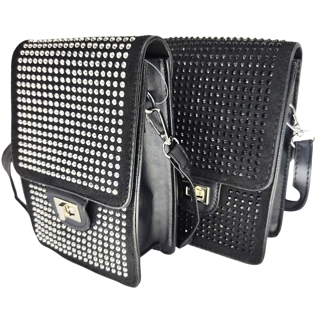Bolsa feminina transversal porta celular brilho strass luxo