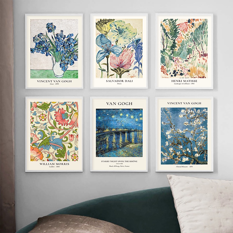 Van Gogh Star Vase Series Arte De Parede Misse Flower Tela Vintage Pintura De Mercado De Flores Impressões De Decoração De Sala De Estar em Oferta na Shopee