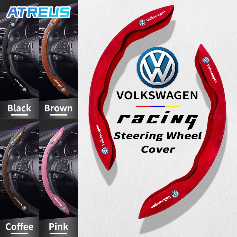 Capa Protetora Do Volante Carro Volkswagen De Corrida Camurça Anti-Derrapante Absorção De Suor Para Volkswagen Golf Mk4 Mk7 MK3 jetta mk6 Up Passat b5 b6 b7 Tiguan VW Polo 9n 9n3 gol g5 g4 g3 g6 Nivus Fox new Beetle Virtus
