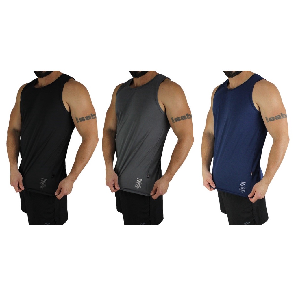 Kit 3 Regata Camiseta Plus Size Masculina Dry Fit Com Elastano Verao Praia Academia Treino