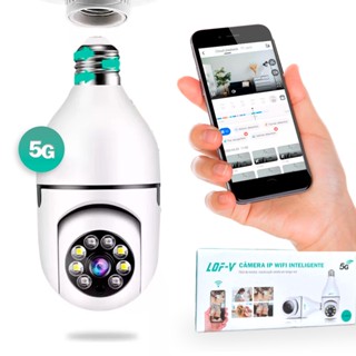Camera Wifi 5g E 2.4g Lampada Segurança Externa Hd 360 Espiã