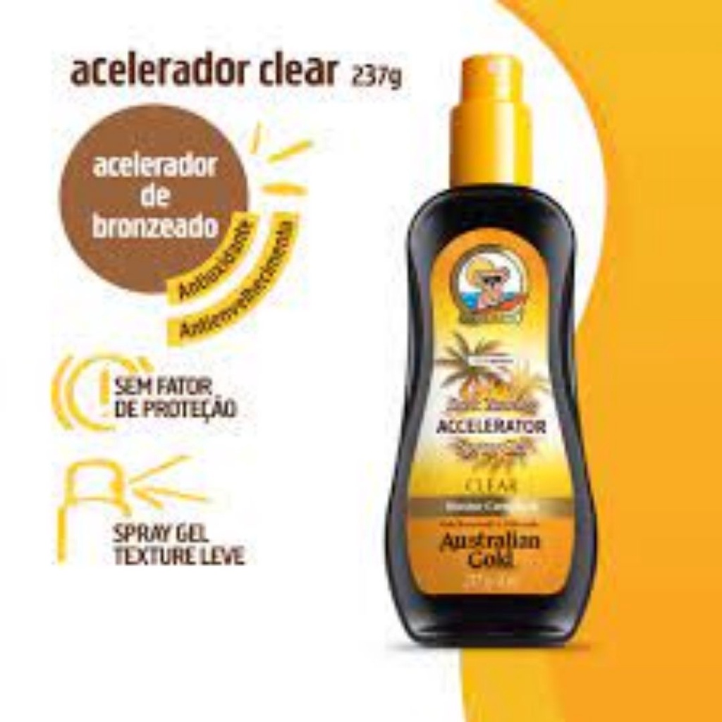 Bronzeador acelerador australian gold dark tanning clear spray gel com 237ml Australian gold 237ml