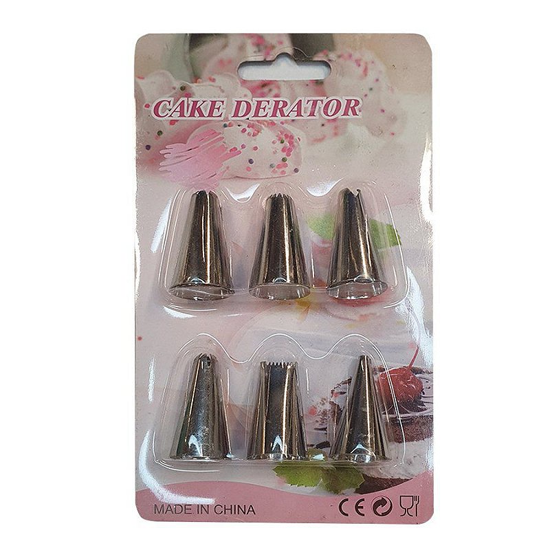 Bico de Confeitar para Decorar kit com 6 peças em Aço Inóx - 01 Unidade - Rizzo - Home & Living