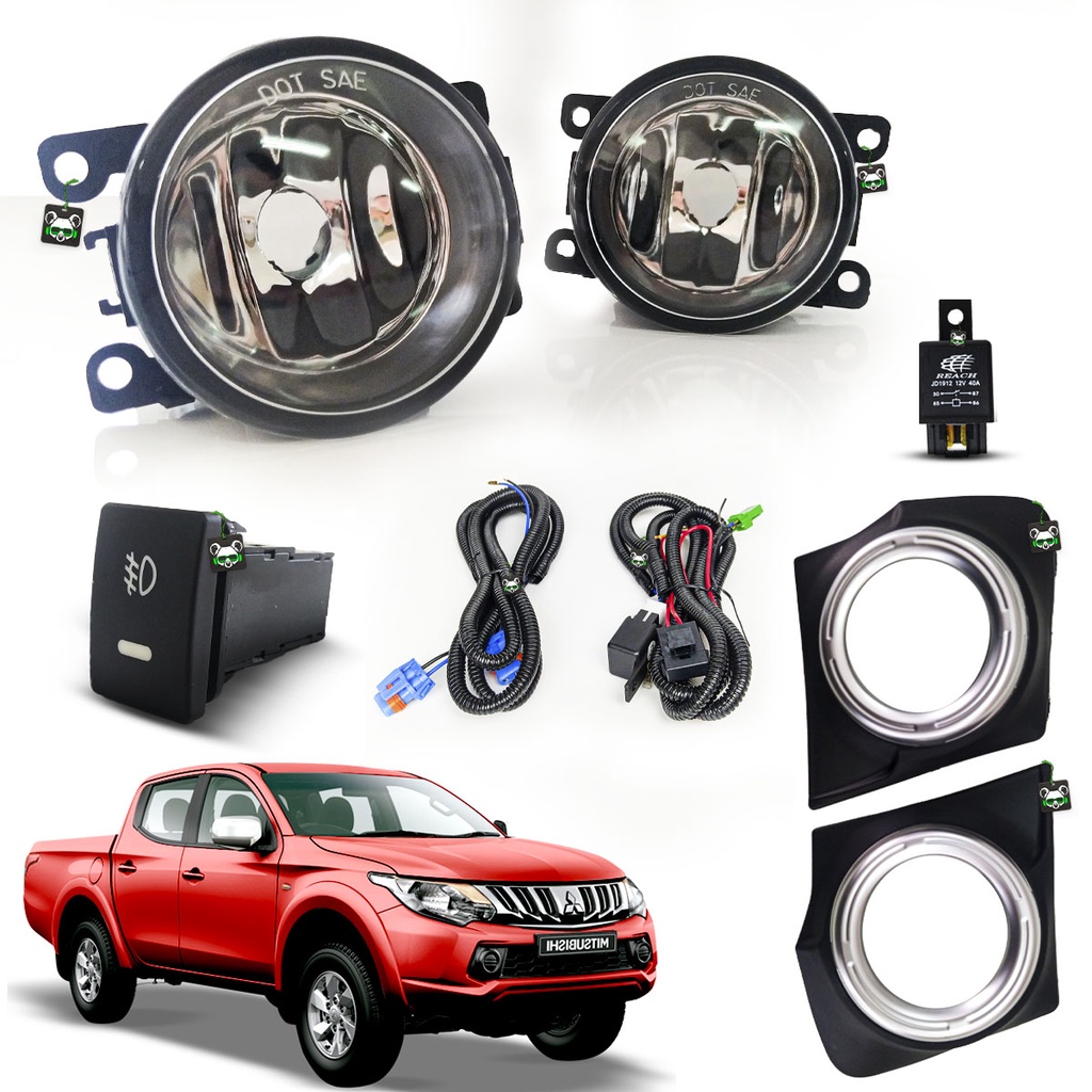 Kit Farol Auxiliar de Milha Com Grade L200 Triton Sport 2018 2019 2020