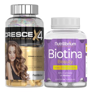 Kit Vitamina Cabelo Crescimento Volume Antiqueda + Biotina pura