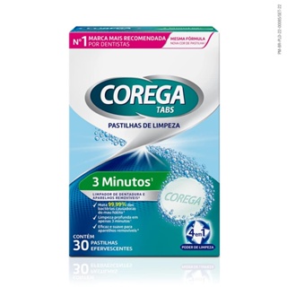 Corega Tabs Limpeza 3 Minutos 30 Pastilhas Efervescentes em Oferta na Shopee