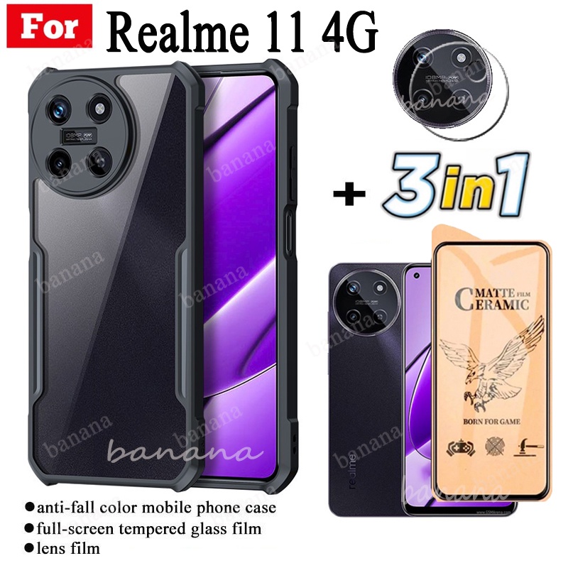 Capa À Prova De Choque 3 Em 1 Realme 11 4G Para Realme11 5G CeramicTempered Glass Protetores De Tela E Protetor De Filme De Lente De Câmera em Oferta na Shopee