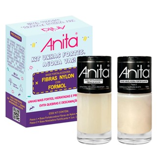 Kit 2 Esmalte Anita Unhas Fortes Agora Vai Base Fibra Nylon Base Tratamento Com Formol
