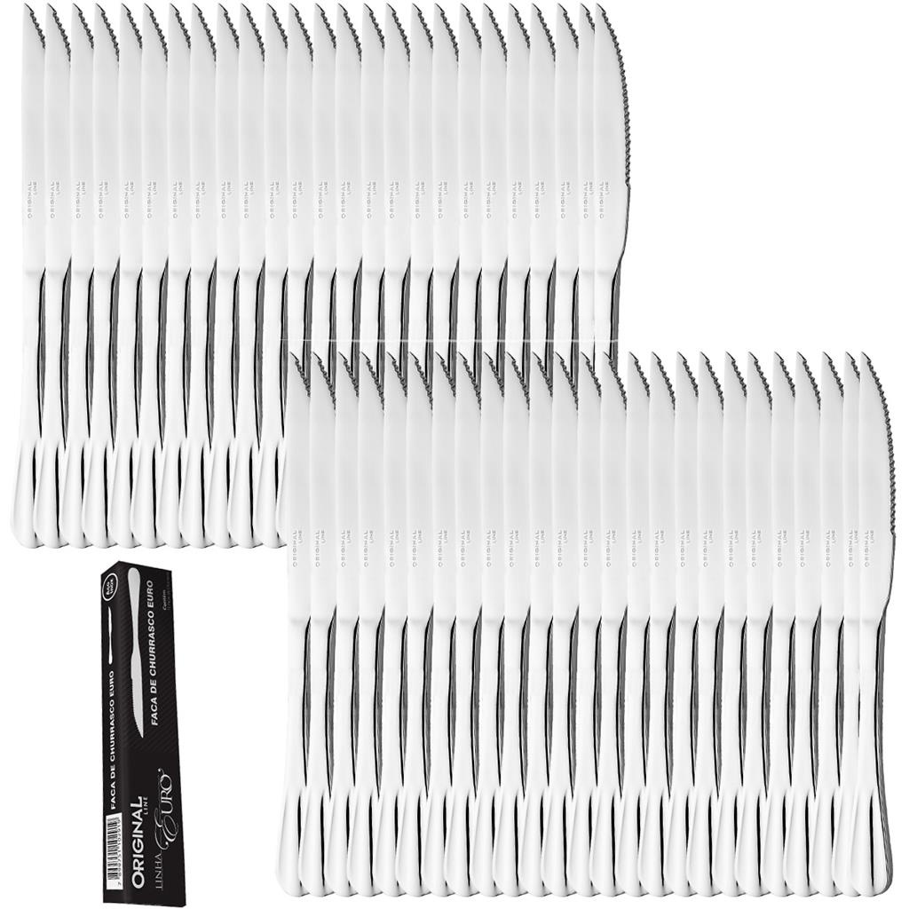 Jogo Aco Inox 48 Facas Churrasco Buffet Restaurante Lanchonete Euro Linha Premium Original Line em Oferta na Shopee