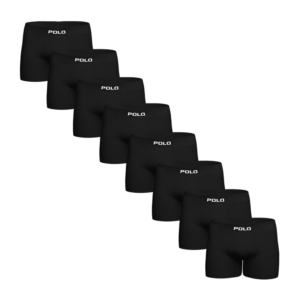 Kit Com 8 Cuecas Boxer Polo 781 Algodão Sem Costura Preto em Oferta na Shopee