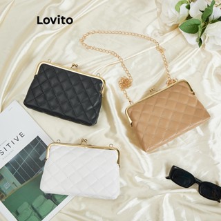 Lovito Bolsa Pequena de Ombro Básica para Mulheres L69AD084 (Caqui Claro/Branco/Preto)