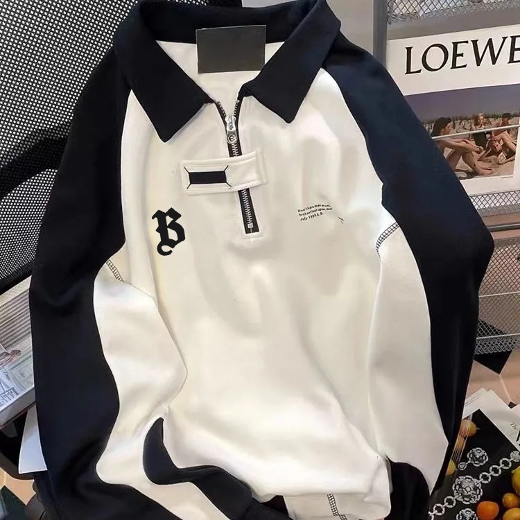 Casal De Inverno Nova Camisola Polo Neck Sweater American Retro Oversize Loose Panel Coat