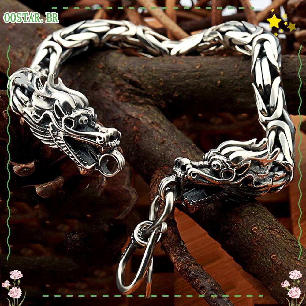 OOSTAR Vintage Pulseira Dragão De Cabeça Dupla , Keel De Geometria De Liga Simplicidade Cor Sólida Retro Gótica em Oferta na Shopee