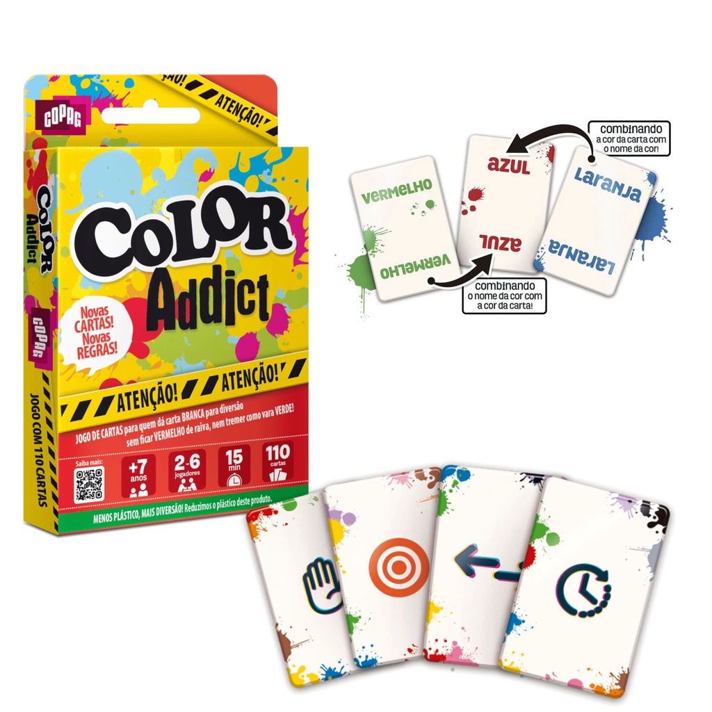 Jogo de Cartas Color Addict Cartucho 110 cartas  Copag 32409 Brinquedo Infantil Diversão Família - Hobbies & Collections
