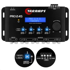 Processador De Áudio Digital Taramps PRO 2.4S 4 Saídas Equalizador Crossover - RCA FIO
