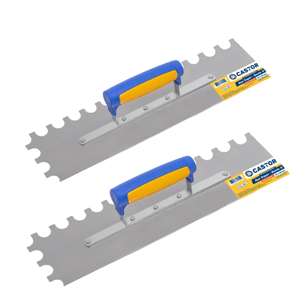 Kit 2 Desempenadeira de Aço Dente U 10X40 - Castor em Oferta na Shopee
