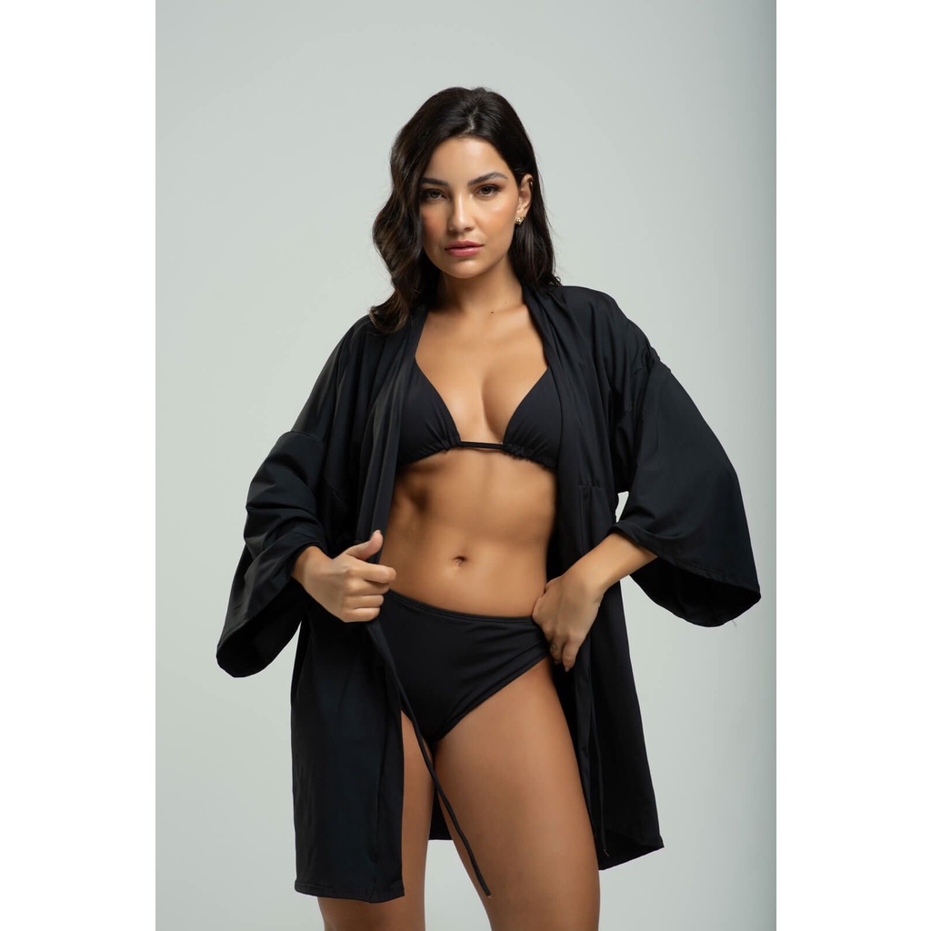 Saída de Praia Kimono Manga Longa Feminino Moda Praia