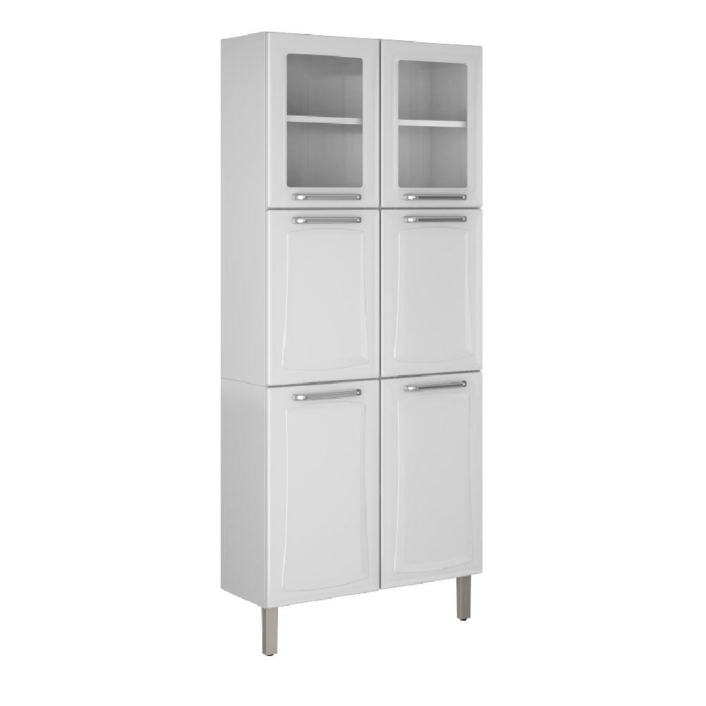 Armário de Cozinha e Paneleiro Duplo de Aço Itatiaia Tarsila com Vidro 6 portas 0,70m Branco - Home & Living
