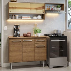 Armário de Cozinha Compacta 165cm Rustic Emilly Madesa 02